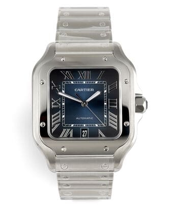 Đồng hồ Cartier Santos 100 Large Automatic mặt số màu xanh lam