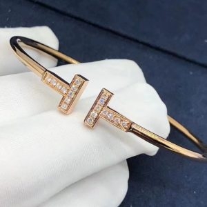 Vòng tay Tiffany & Co T T kim cương vàng hồng 18K