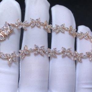 Vòng tay Tiffany & Co Victoria Cluster Marquise Diamonds Vàng hồng 18K