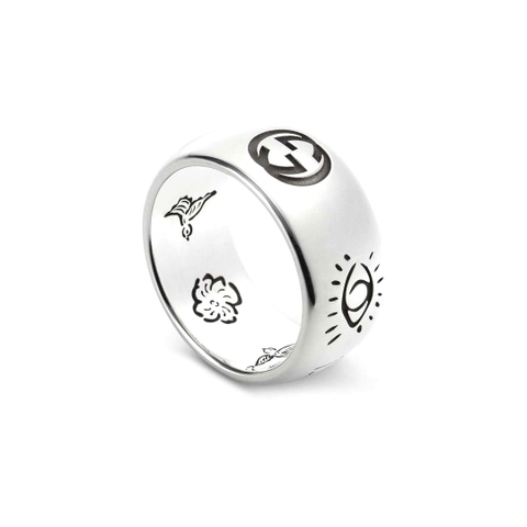 Nhẫn GUCCI Flower and Bird Blind For Love Series chữ G bạc S925
