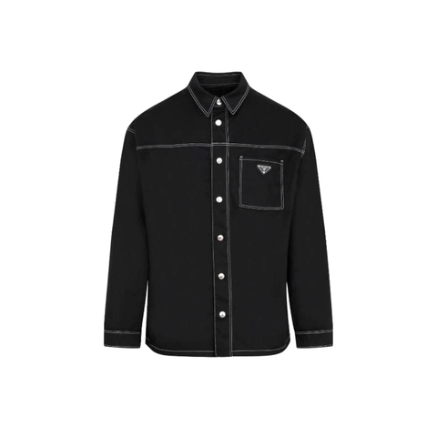 ÁO PRADA BRIGHT THREAD TRIANGLE LOGO DENIM