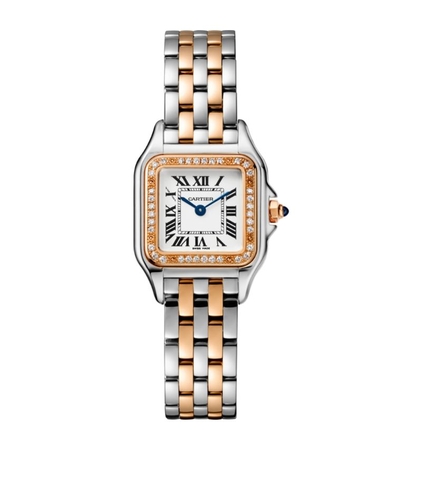 Đồng hồ CARTIER  Rose Gold, Stainless Steel and Diamond Panthère de Cartier 22mm mặt số màu trắng