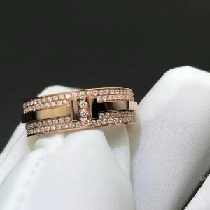 Nhẫn Tiffany & Co T Wide Pave Diamond kim cương vàng hồng 18K