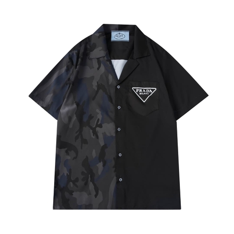 ÁO PRADA SHIRT MÀU ĐEN HỌA TIẾT CAMOUFLAGE