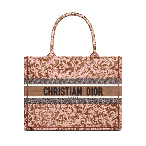 TÚI Christian Dior Book Tote Metallic Pink Dior Brocart Embroidery