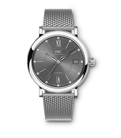 Đồng hồ IWC Stainless Steel and Diamond Portofino Automatic mặt số màu xám