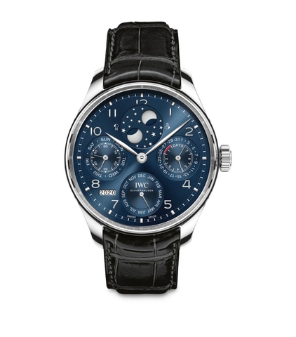 Đồng hồ IWC White Gold Portugieser Perpetual Calendar mặt số màu xanh