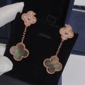 Bông tai Van Cleef & Arpels Magic Alhambra xà cừ Kim cương vàng hồng 18K