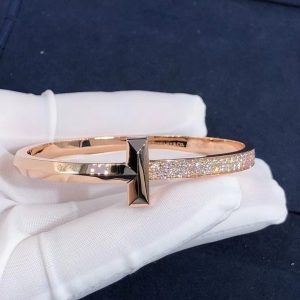 Vòng tay Tiffany & Co Tiffany Kim cương Diamond Wide T1 vàng hồng 18K