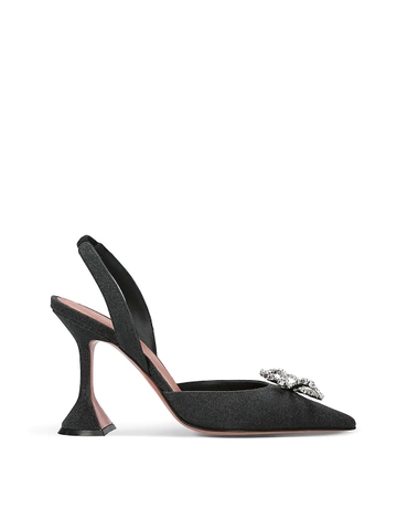 GIÀY AMINA MUADDI Rosie crystal-embellished sling-back woven heeled courts