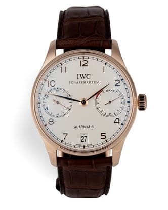 Đồng hồ IWC Portuguese 7 Day Rose Gold mặt số màu trắng