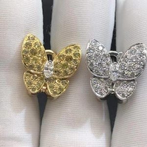 Bông tai Van Cleef & Arpels 2 Butterflies Sapphire Diamond vàng vàng trắng 18K