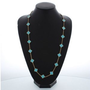 Vòng cổ Van Cleef & Arpels Alhambra Turquoise 20 Motif vàng hồng 18K