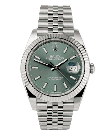 Đồng hồ Rolex Datejust Mint Green  Fluted bezel Dial 41 mặt số màu xanh bạc hà