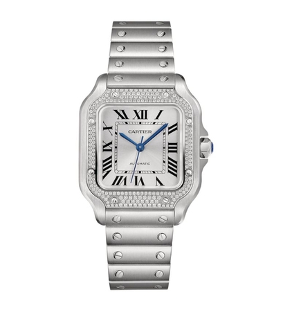 Đồng hồ CARTIER  Medium Steel Santos de Cartier Watch 35.1mm mặt số màu trắng