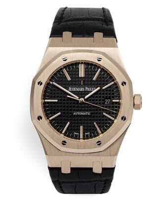 Đồng hồ Audemars Piguet Royal Oak Rose Gold mặt số màu đen