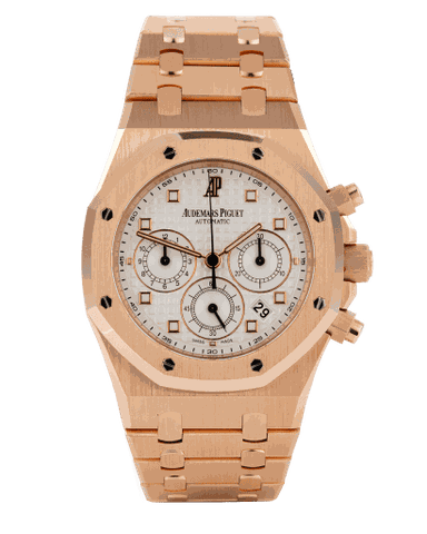 Đồng hồ Audemars Piguet Royal Oak Chronograph Rose Gold mặt số màu trắng