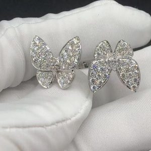Nhẫn Van Cleef & Arpels 2 Butterflies diamond vàng trắng 18K