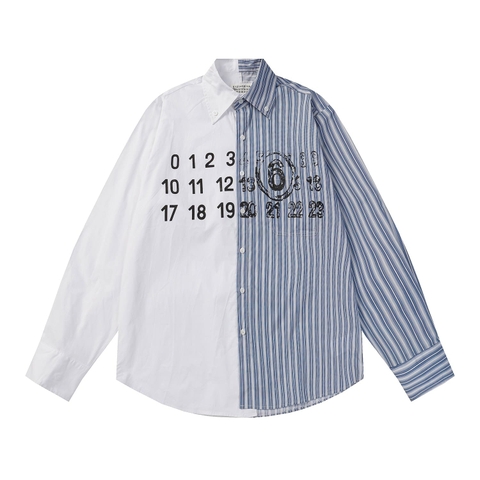 ÁO MAISON MARGIELA SHIRT POPLIN WHITE BLUE SỌC XANH CỔ ĐIỂN