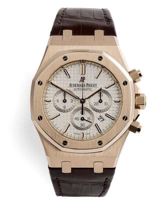 Đồng hồ Audemars Piguet Royal Oak Chronograph Rose Gold mặt số màu trắng