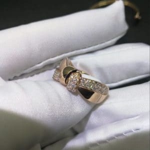 Nhẫn Chaumet Liens Séduction Nhẫn đính nơ kim cương nửa mặt bằng vàng hồng 18K