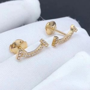 Bông tai Tiffany & Co T Smile kim cương vàng hồng 18K