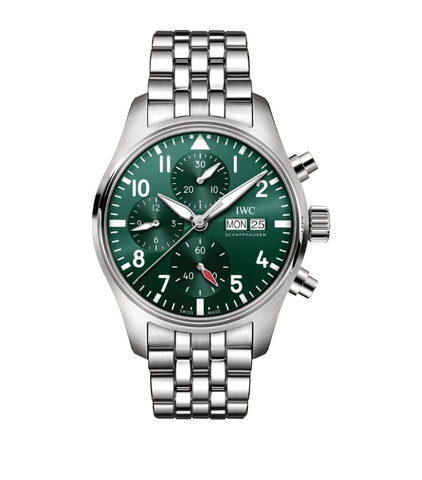 Đồng hồ IWC Stainless Steel Pilot’s Chronograph Watch mặt số màu xanh lá cây