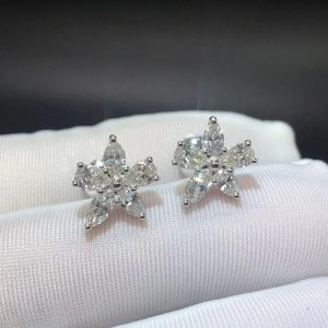 Bông tai Tiffany & Co. Victoria Mixed Cluster vàng trắng 18K