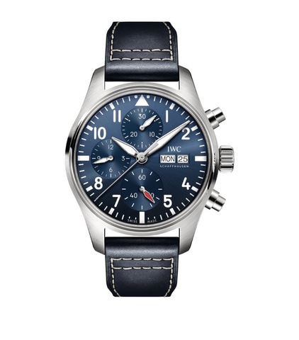 Đồng hồ IWC Stainless Steel Pilot’s Chronograph Watch mặt số màu xanh dương
