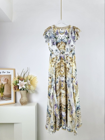 VÁY CAMILLA Silk Embellished V-Neck Maxi Dress High Classy