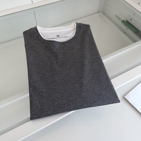 ÁO BRUNELLO CUCINELLI LOGO GRAY T SHIRT