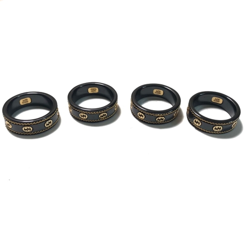 Nhẫn GUCCI gốm màu đen chữ G bạc S925