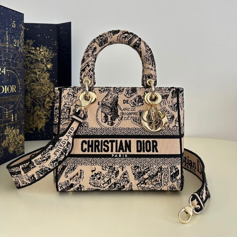 TÚI CHRISTIAN DIOR Lady D-lite Pink Toile de Jouy Reverse Embroidery