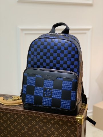 BALO LOUIS VUITTON CAMPUS DAMIER INFINI 3D Leather Backpack-Blue