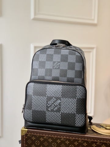 BALO LOUIS VUITTON CAMPUS DAMIER Leather Backpack-Black