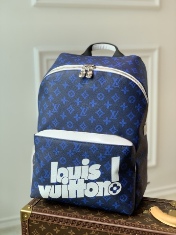 BALO LOUIS VUITTON APOLLO MONOGRAM ECLIPSE Leather Backpack-Blue