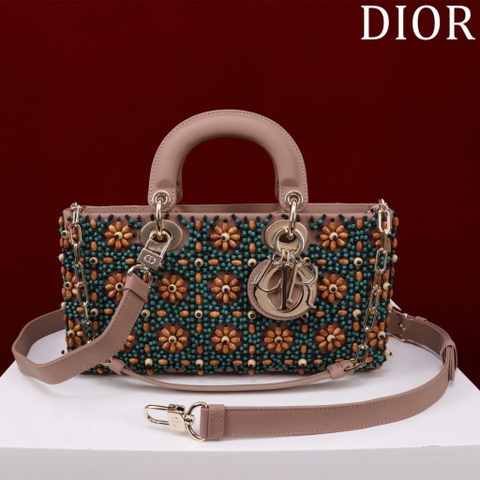 TÚI CHRISTIAN DIOR Lady-Joy embroiders wooden beads hạt gỗ