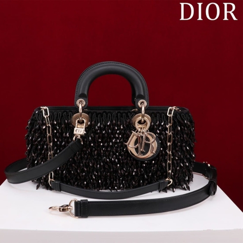 TÚI CHRISTIAN DIOR Lady-Joy embroiders tattered hạt cườm đen