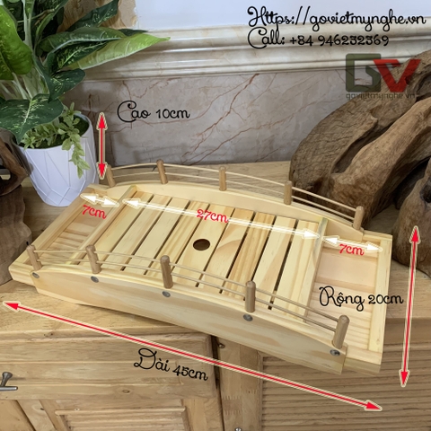 [Dài 45cm - Hàng chuẩn Nhật] Khay cầu gỗ trang trí Sushi Sashimi Nhật Bản _ Khay gỗ trang trí món ăn - 2 tầng - Gỗ thông