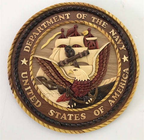 Tranh Gỗ Ghép Treo Tường- Huy hiệu Hải Quân Hoa Kỳ