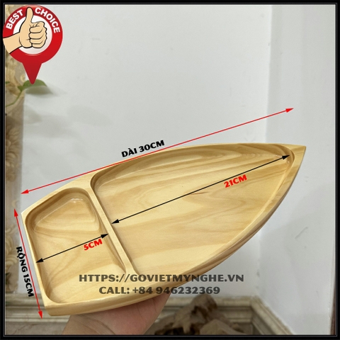 [Dài 30cm] Khay thớt gỗ thuyền gỗ đựng sushi - khay gỗ thuyền đựng sashimi thuyền gỗ sushi - Gỗ thông nguyên khối