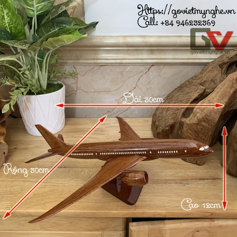 Mô hình máy bay gỗ trang trí Boeing B-787 quà tặng đối tác - Gỗ tự nhiên