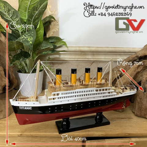 Mô hình tàu Titanic trang trí - Tàu RMS Titanic mô hình gỗ - Gỗ sơn màu - Dài 40cm