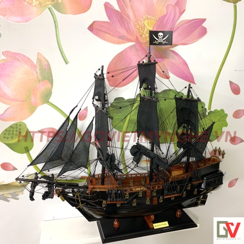Mô hình thuyền gỗ thuyền cướp biển Pirate Black Pearl - Thân tàu 80cm - Gỗ tự nhiên
