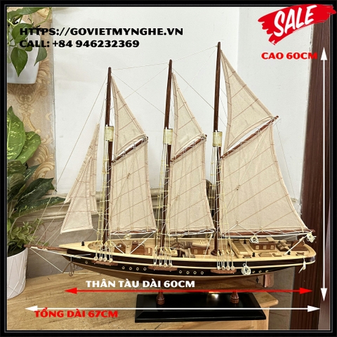 [Dài 67cm] Mô hình du thuyền gỗ trang trí du thuyền Atlantic - Quà tặng mỹ nghệ trang trí-Thân tàu dài 60cm -Gỗ tự nhiên