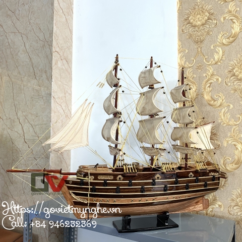 Mô Hình Thuyền Trang Trí - Tàu Chiến Cổ Napoleon Pháp - Thân 60cm - Loại 1 - Gỗ Xoan Đào