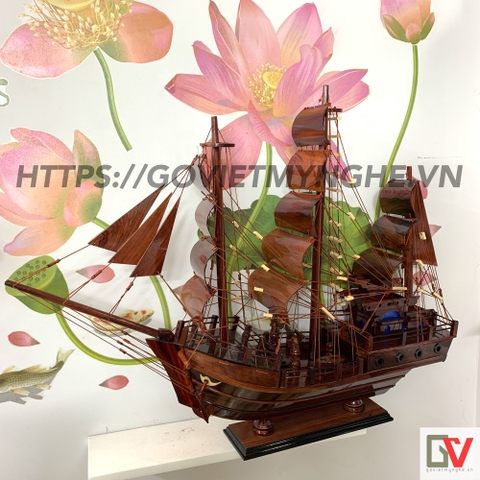 [Dài 80cm - Gỗ cẩm lai] Mô hình gỗ thuyền chở hàng/thuyền buôn Thái Lan - Thân tàu dài 60cm - Gỗ Cẩm Lai