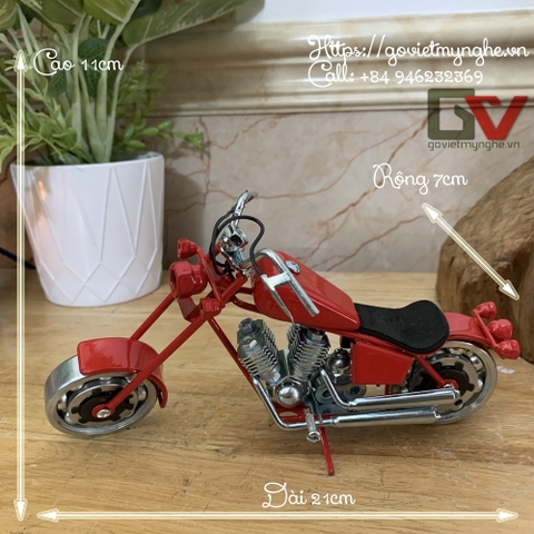 Mô hình xe sắt mô tô Harley Davidson trang trí phòng khác quà tặng - Dài 21cm - Màu đỏ