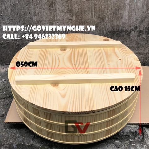 Thố gỗ đánh cơm Sushi _ Thố gỗ trang trí Sashimi Φ 50cm - Cao 15cm - Gỗ thông tự nhiên
