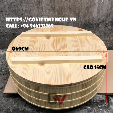 Thố gỗ đánh cơm Sushi _ Thố gỗ trang trí Sashimi Φ 60cm - Cao 15cm - Gỗ thông tự nhiên